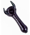 Dual Horn Artisan -  4.5" Dark Black Swirl glass Pipe 