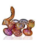 8" Quadruple Chamber Golden Fumed Side By Side Bubbler