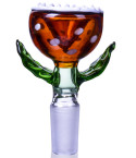 Spotted 14mm Male Dry Herb Bowl - Amber With Leaf