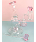9" Heart Bong With Heart Dabber and the Heart Dab Rig - Pink