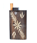 Fancy Wooden Dugout  - Includes Cig Pipe - Dark Brown - Flower Locust