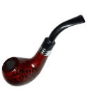 5.5" Dark Carved wooden pipe With Case