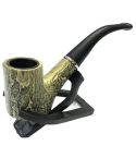 5″ Snake Skin Durable Sherlock Pipe With Leather Pouch & Stand