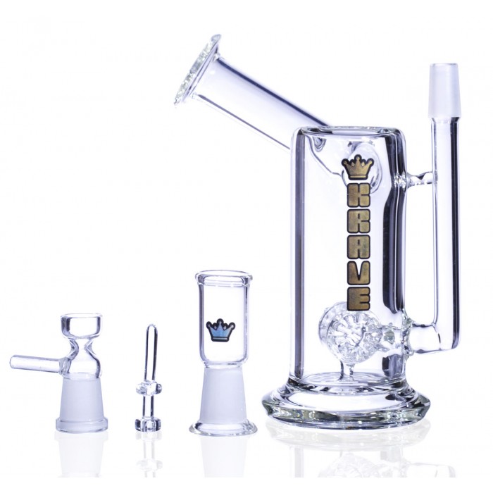 8" Sidecar Water Pipe with Barrel Percolator -Dry Herb Bowl -The