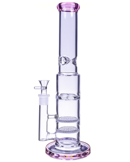 Grace 17 Inch Straight Bong Double Honeycomb Perc Glass Water Pipe Smoking Pipe 