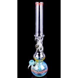 Blue XLBONG Round Shape Glass Bong 24cm Tall Glass Bong Water Pipe for Smoking