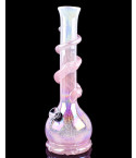 Blushing Blossom - 12" Flower Vase Wire Wrapped Round Base Bong - Shiny Pink