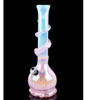 Blushing Blossom - 12" Flower Vase Wire Wrapped Round Base Bong - Sky Pink