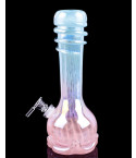 Iridescent Beauty - 8" Designed Bottom Wrap Bong - Blue Sky