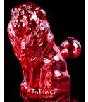 Crimson King Lion Design Dab Rig Bong Oil Burner - Red