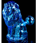 Crimson King Lion Design Dab Rig Bong Oil Burner - Blue
