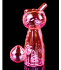 Cute Cat Design Dab Rig Bong Oil Burner - Neon Pink