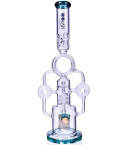 SMOKENATOR - LOOKAH PLATINUM DESIGN SERIES BONG - 20" PLATINUM DONUT RECYCLER BONG WITH SPIRAL PERCS - Lake Green