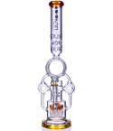 SMOKENATOR - LOOKAH PLATINUM DESIGN SERIES BONG - 20" PLATINUM DONUT RECYCLER BONG WITH SPIRAL PERCS - Amber