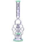SMOKENATOR - LOOKAH PLATINUM DESIGN SERIES BONG - 20" PLATINUM DONUT RECYCLER BONG WITH SPIRAL PERCS - Milky Green