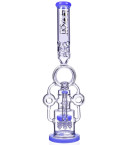 SMOKENATOR - LOOKAH PLATINUM DESIGN SERIES BONG - 20" PLATINUM DONUT RECYCLER BONG WITH SPIRAL PERCS - Milky Blue