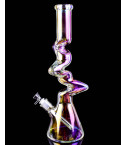 18" Electro Plated Triple Kink Beaker Zong Bong - Iridescent