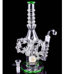 Tsunami Glass – Octopus Vortex Showerhead Perc Recycler Bong/Dab Rig - Green