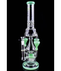 Clover Glass - 18" Triple Hour Glass Perc Bong - Milk Green