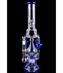 Clover Glass - 18" Triple Hour Glass Perc Bong - Blue