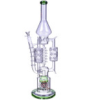 Chill Glass 20" Triple Chamber Bong with Cyclone Perc w/ 14mm Matching Dry Bowl - Green