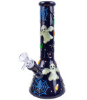 Ghostly Web Glow In The Dark Beaker Bong by Atomic Glass
