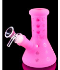 Flirty Foliage - Mini Frosted Beaker Bong - Hot Pink