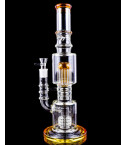Glacial Fusion - 15" Tree Perc to Matrix Perc Bong - Amber