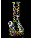 Neon Hemp Leaves Mini Beaker Bong