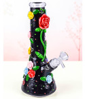 Midnight Rose Garden Glow In The Dark Beaker Bong
