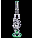 Clover Glass - 20" Multi Chamber Coil w/ Sprinkler Perc Recycler Bong - Milk Green