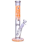 Honeycomb Toffee - 12" Glow In The Dark Honey Bee Straight Bong - Peach