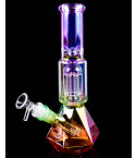 Iridescent Prism Vault Diamond Base Tree Perc Beaker Bong