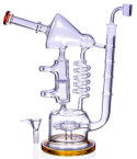 Stereo Microscope - 13" Spiral Coil Perc Recycler Bong/Dab Rig - Amber