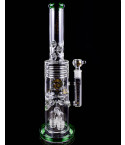 Pulse Reactor - Tsunami Glass - Barrel Showerhead Drum Heart Honeycomb Perc Bong - Green