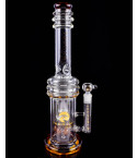The Maelstrom - Tsunami Glass – 16" Button Double Honeycomb Perc Bong - Amber