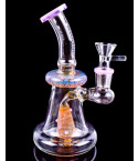 Celestial Glow - Atomic Glass - Fumed Bubble Trap Mini Bong - Pink