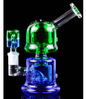 DuoTone Twilight - Clover Glass - Double Chamber Glycerin Bong - Green/Blue
