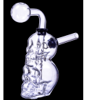 Double Skull Oil Burner Pipe - Clear