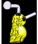Dual Cranium Clear Oil Burner Bong - Yellow