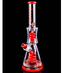 Cheech Glass™ - 17’’ Tall Swirl Spin Up and Down Coil Percolator Beaker Bong - Red