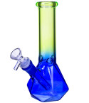 SmokeDay Ombre Diamond Beaker Bong - Neon Green Blue Gradient