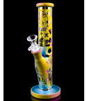Atomic Glass - Halloween Mania Straight Tube Bong - Pistachio Iridescent