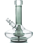 UFO Smoke Fountain - Grav® - Small Wide Base Water Pipe in Smoke w/ Clear Accents