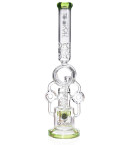 Smokenator - Lookah Platinum Design Series Bong - 20" Platinum Donut Recycler Bong With Spiral Percs - Lake Green