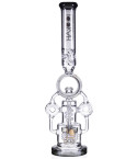 Smokenator - Lookah Platinum Design Series Bong - 20" Platinum Donut Recycler Bong With Spiral Percs - Black Ice