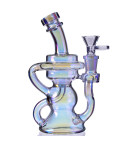 J'onn J'onzz's Bong - 6" Golden Fumed Rainbow Electroplated Recycler - Purple Hue