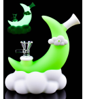 Celestial Crescent – Glow In The Dark Silicone Mini Bong - Green