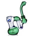 7" Double Chamber Glass Bubbler - Green