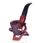 6" Dark Cherry Wooden Pipes With Designed Carved Bowl